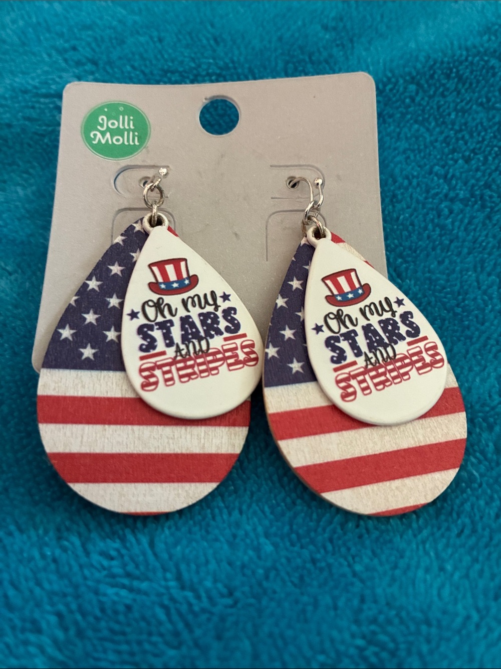 Red, White & Blue "Oh My Stars and Stripes" Teardrop Earrings